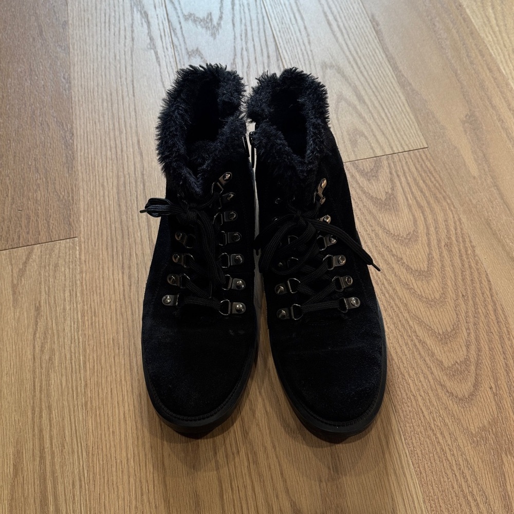Aquatalia Weather-proof Black Fur-Lined Women's Boots - 9